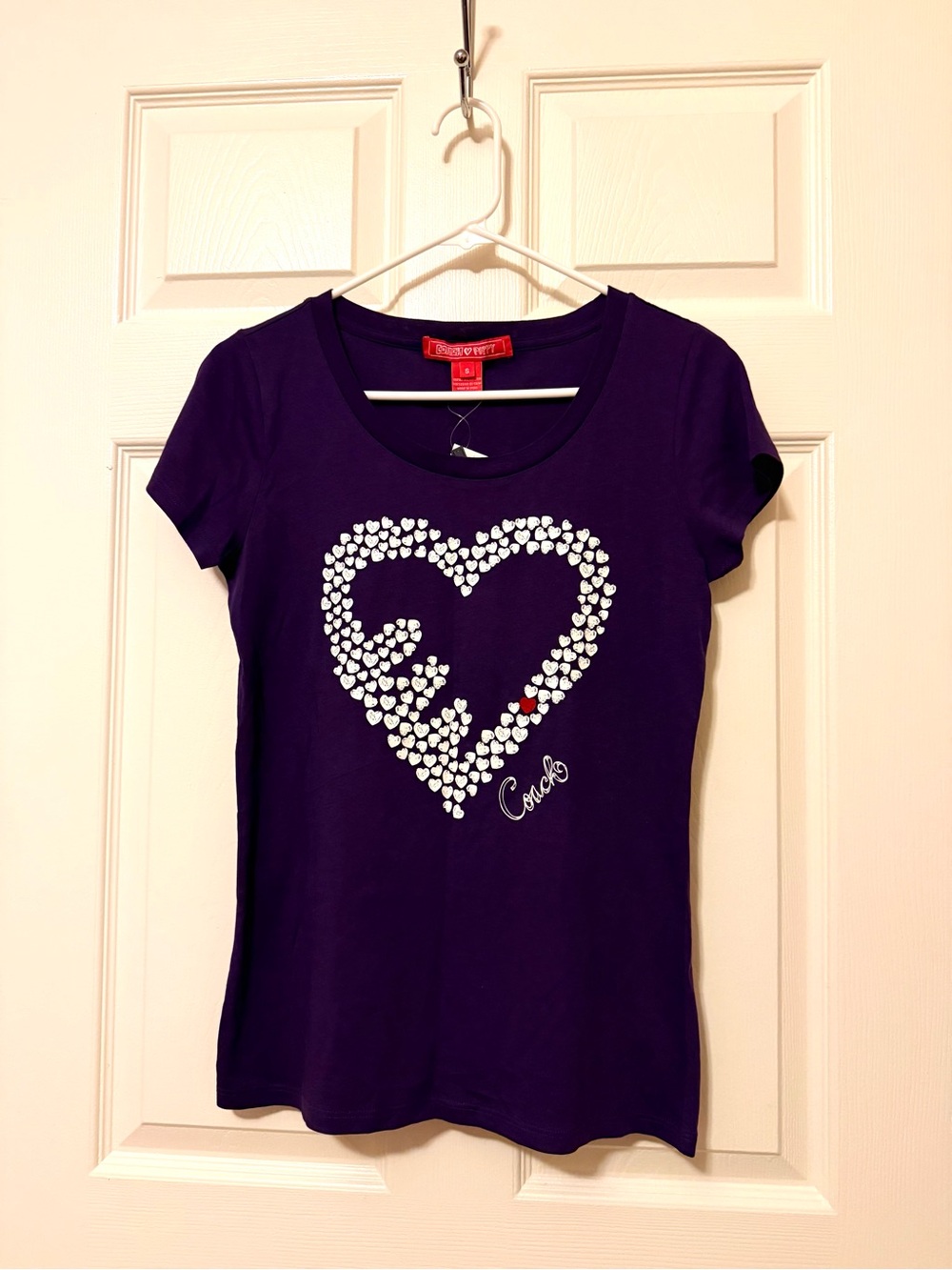 Coach Poppy Purple Heart Graphic Tee - Womens Short Sleeve Top